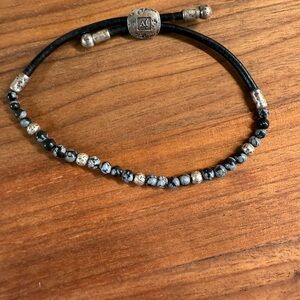 John Varvatos Obsidian and Silver Beaded Bracelet